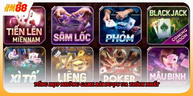 Các sảnh game trong hệ thống game bài HM88